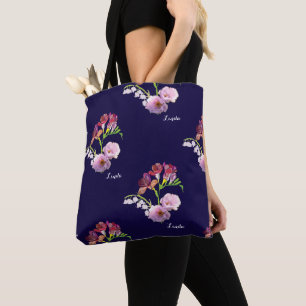Bolso De Tela Día de la Madre Floral Azul