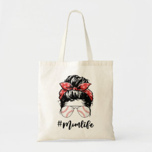 Bolso De Tela Día de la Madre Messy Bun W de béisbol de la Vida