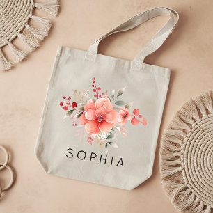 Bolso De Tela Día de la Madre   Nombre de Dama de Honor Floral A
