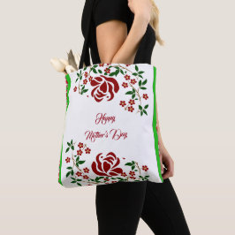 Bolso De Tela Día de la Madre Roses Roses Roses Floral Foliage G