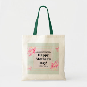 Bolso De Tela Día de la Madre verde rosado retro de cosecha flor