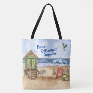 Bolso De Tela Día de la playa en el Tote personalizado de la pla
