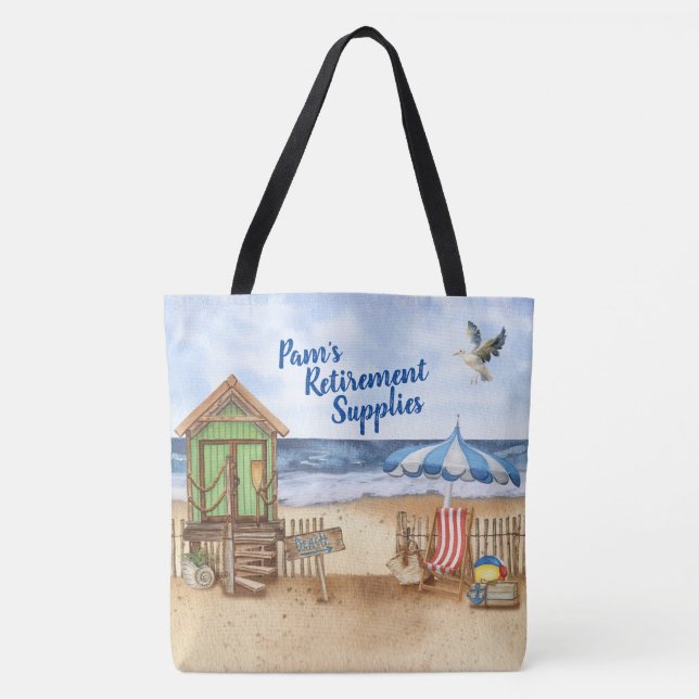 Bolso De Tela Día de la playa en el Tote personalizado de la pla (Anverso)