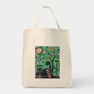 Bolso De Tela Día de los muertos, cráneos del azúcar, gato
