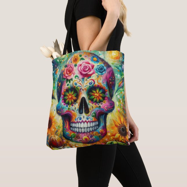 Bolso De Tela Día de los muertos por la caída del azúcar (Detalle)