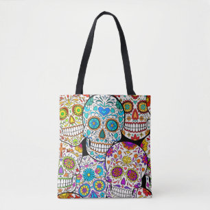 Bolso De Tela Día de los Muertos: Vibrantes patrones mexicanos.