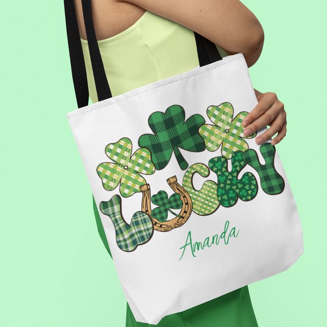 Bolso De Tela Día de Lucky St Patricks Personalizado (Personalized Lucky St Patricks Day Tote Bag)