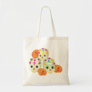 Bolso De Tela Día de Muertos Calaveras de Azúcar y Marigolds