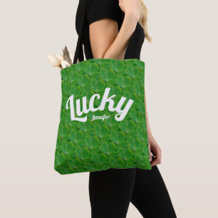 Bolso De Tela Día de San Patricio Verde Lindo Trebol Irlandés Ti