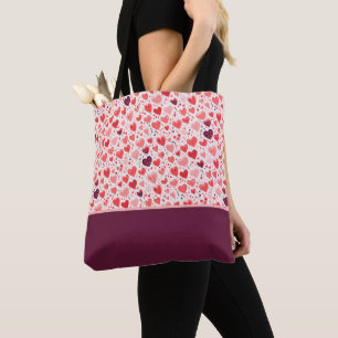 Bolso De Tela Día de San Valentín Bloque de Color Corazones Rojo