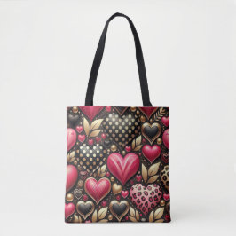 BOLSO DE TELA DÍA DE SAN VALENTÍN CORAZONES DE AMOR ROJO ROSA DO