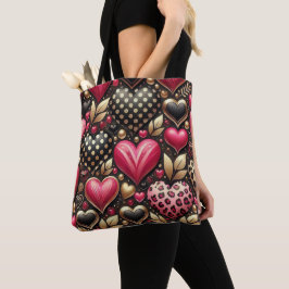 BOLSO DE TELA DÍA DE SAN VALENTÍN CORAZONES DE AMOR ROJO ROSA DO