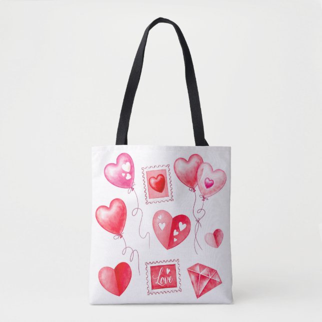 Bolso De Tela día de San Valentín de corazones (Anverso)