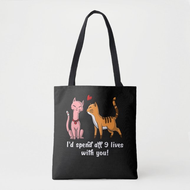 Bolso De Tela Día de San Valentín de gatos graciosos (Anverso)