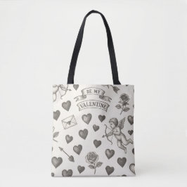 Bolso De Tela Día de San Valentín Patrón Vintage Corazones Rosas