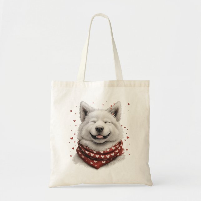 Bolso De Tela Día de San Valentín Perro Samoyedo (Frente)