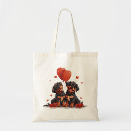 Bolso De Tela Día de San Valentín Perros Rottweiler