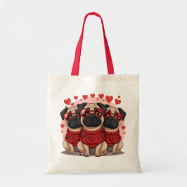 Bolso De Tela Día de San Valentín Pug Dogs