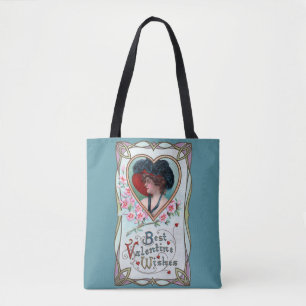 Bolso De Tela Día de San Valentín Retro, Mujer Elegante en un Co
