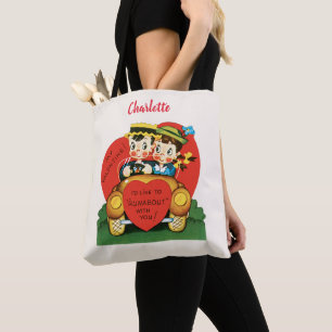 Bolso De Tela Día de San Valentín Retro, Niño y Niña Vintage en