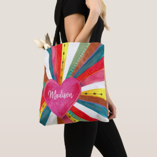 Bolso De Tela Día de San Valentín rosa sol brillo arcoíris retro