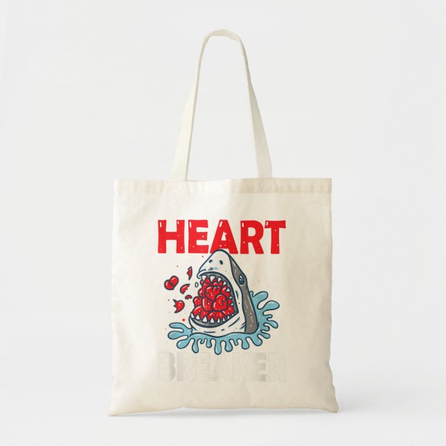 Bolso De Tela Día de San Valentín Shark Heart Breaker Graciosos  (Frente)