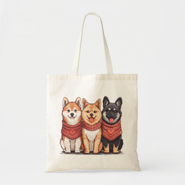 Bolso De Tela Día de San Valentín Shiba Inu Dogs (Frente)