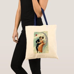 Bolso De Tela Día de San Valentín Victoriano Antiguo Beso en la