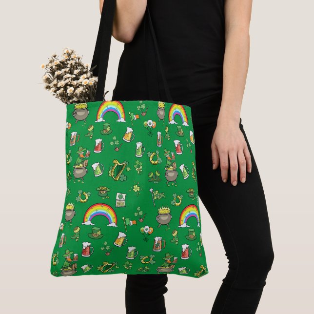 Bolso De Tela Día del Arcoiris Verde San Patricio (Detalle)