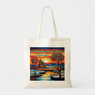 Bolso De Tela Día del invierno al atardecer 14