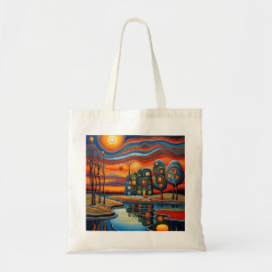 Bolso De Tela Día del invierno al atardecer 9