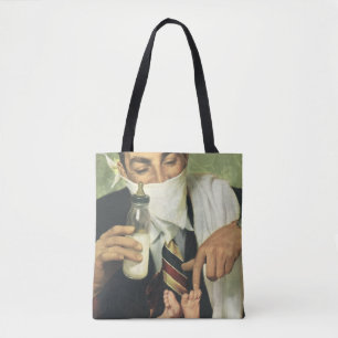 Bolso De Tela Día del Padre vintage, papá dando biberón a bebé