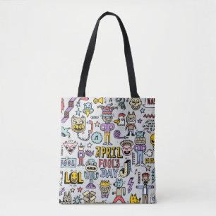 Bolso De Tela Día del tonto de abril divertido doodle colorido c