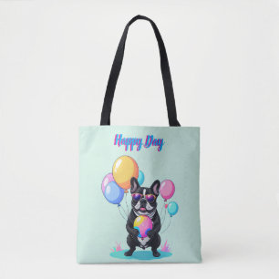 Bolso De Tela Día Feliz de Bulldog Francés Französische Bulldogg