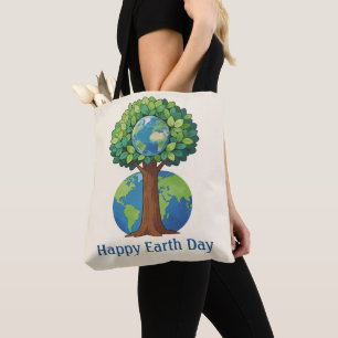 Bolso De Tela Día Feliz de la Tierra Árbol Ilustración de la Nat