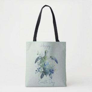 Bolso De Tela Día Feliz de la Tierra Diseño de Tortuga