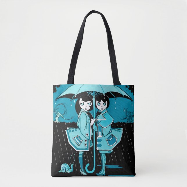 Bolso De Tela Día lluvioso en azul (Anverso)