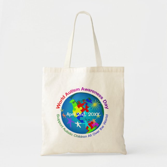 Bolso De Tela Día Mundial de Conciencia sobre el Autismo (Frente)