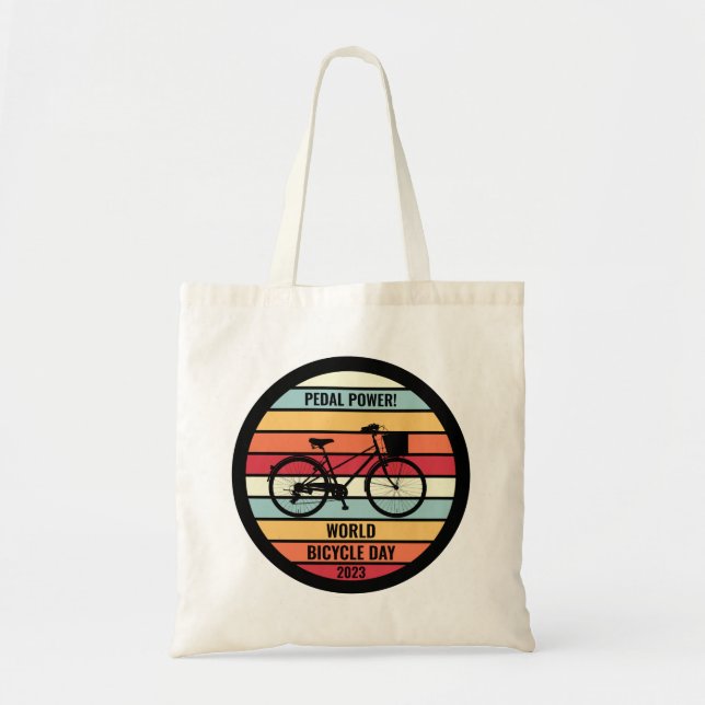 Bolso De Tela Día Mundial de la Bicicleta Retro Personalizado (Frente)
