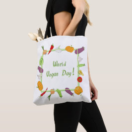 Bolso De Tela Día Mundial Vegetariano Minimalista Lindo