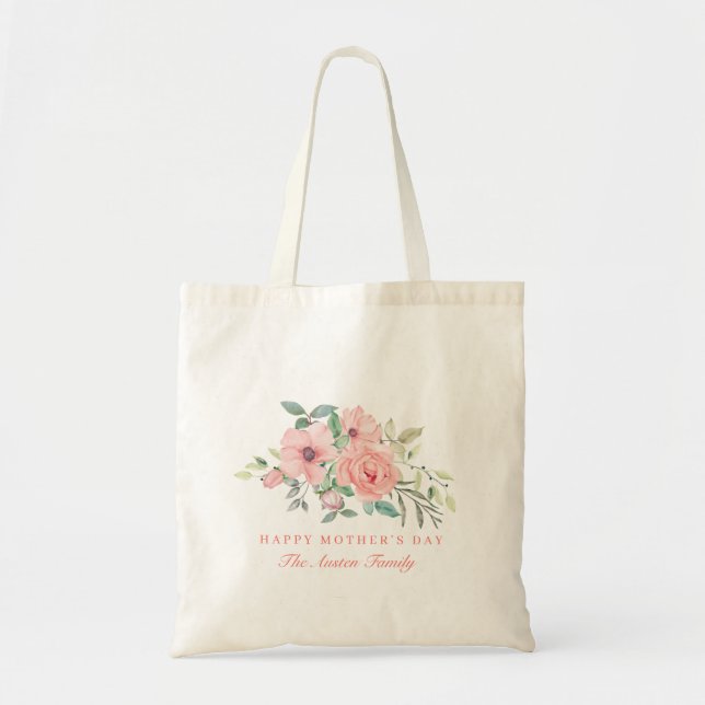 Bolso De Tela Día personalizado de las madres florales (Frente)