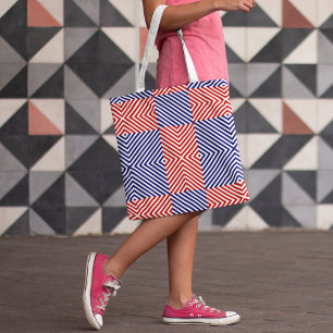 Bolso De Tela Diagonal Rojo Y Azul Tirado