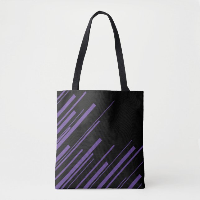 Bolso De Tela Diagonales en morado y negro (Anverso)