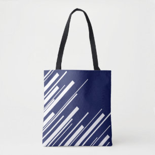 Bolso De Tela Diagonarios - Azul y blanco