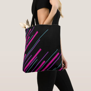 Bolso De Tela Diagonarios - rosa, púrpura, azul y negro