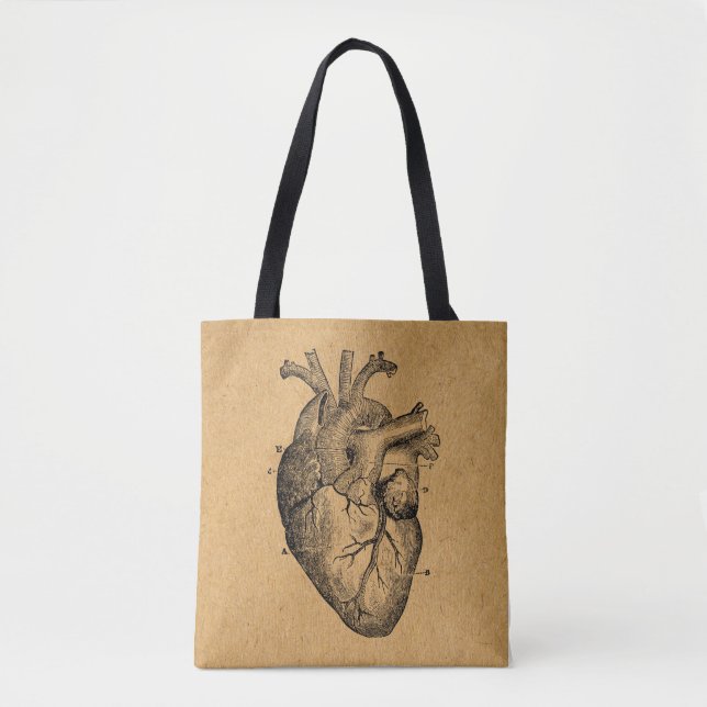 Bolso De Tela Diagrama cardíaco Ilustracion Arte vintage (Anverso)