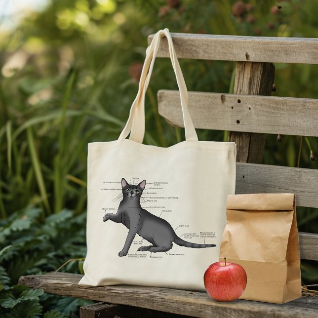 Bolso De Tela Diagrama divertido de anatomía de gato Humor nerd (Subido por el creador)