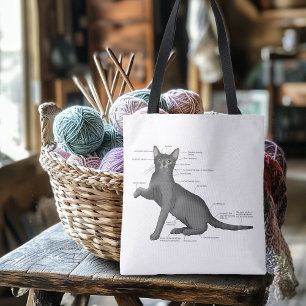 Bolso De Tela Diagrama divertido de anatomía de gato Humor nerd