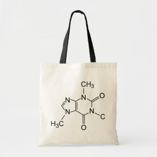 Bolso De Tela Diagrama Químico de la Molécula de Cafeína