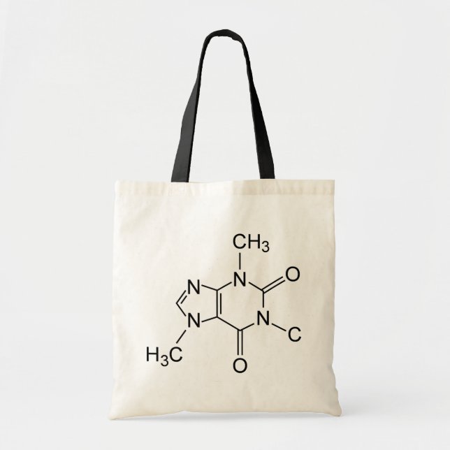 Bolso De Tela Diagrama Químico de la Molécula de Cafeína (Frente)